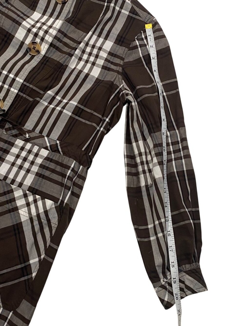 Tuckernuck Brown and White Plaid Long Sleeve Shirt Dress - Picture 11 of 11